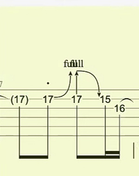 エレキギター、TAB譜の読み方についての質問です。下の画像の17、17、1