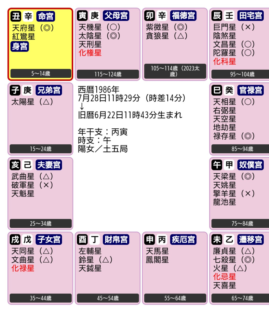 紫微斗数に詳しい方いらっしゃいましたら、お願い致します。将来