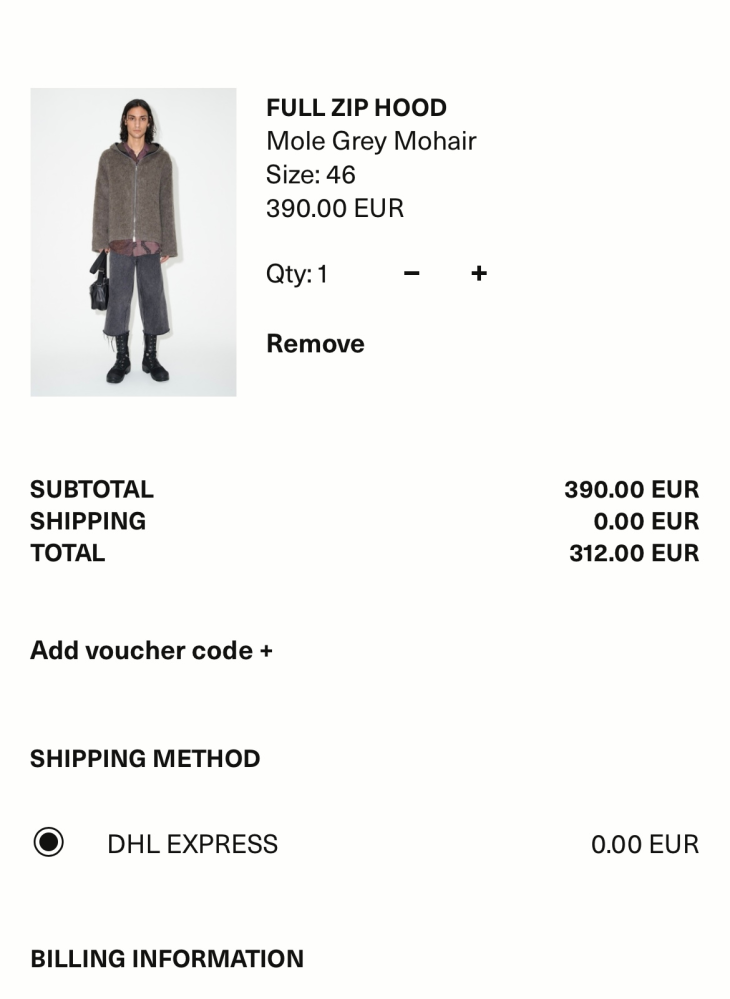ourlegacy公式サイトから買いたいのですが会計合計が390EURから