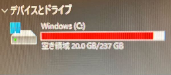 237GBあるところでなんで20.0GBが一杯になってるんでしょうか？どういうことですか？