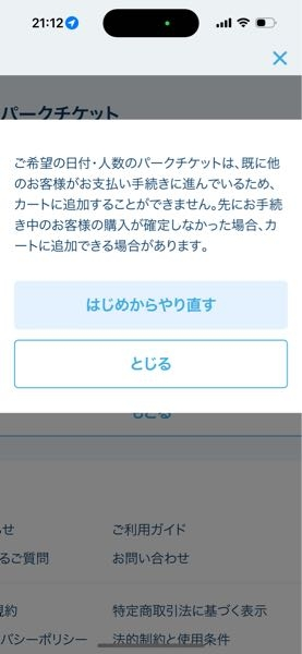 明日のディズニーチケットを購入したいのですが3時間ぐらいずっとこれです。どうやったら買えますかね、、 Xの取引は危ないですよね