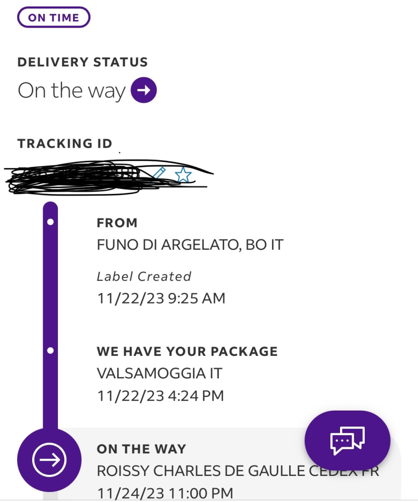 FedExについてです。本日届く予定の荷物がフランスの空港から全