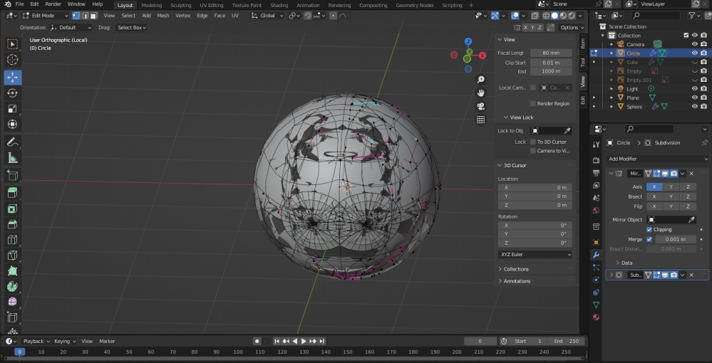 blenderについて。 昨日blenderでモデリングをして保存→今から再開しようとファイルを開いたところ、画像の様になっていました。 メッシュもいじることができないのですが、バグでしょうか？ 原因がわかる方がいましたら教えていただきたいです。