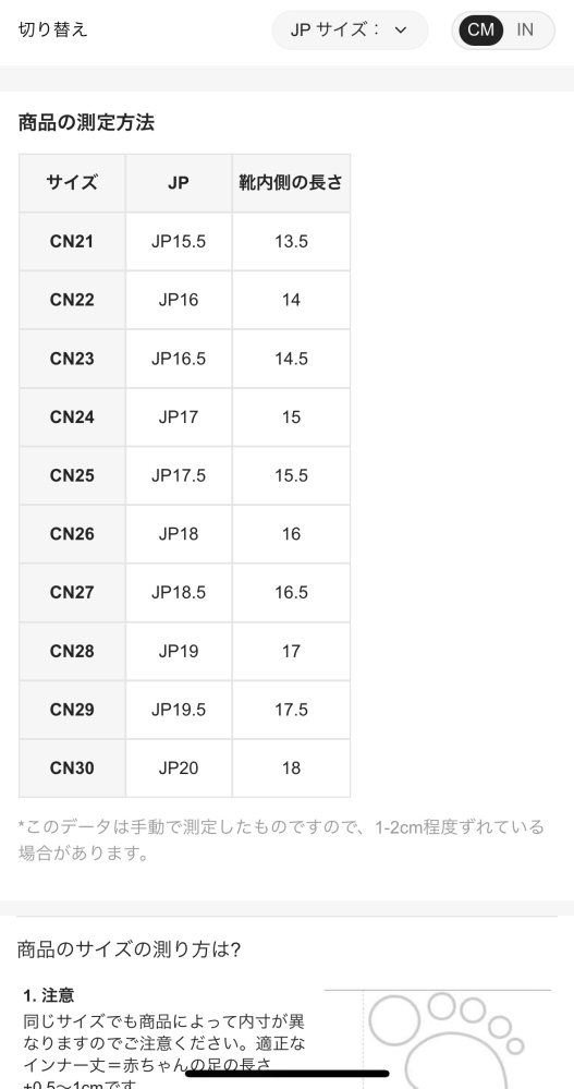 SHEINの靴のサイズについて質問です。普段15.5cmの靴を履いて 
