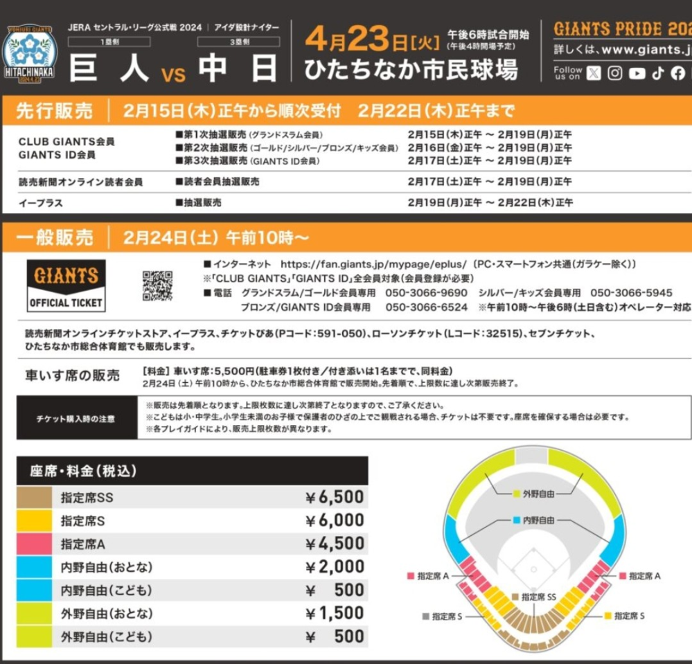 広島東洋カープ オープン戦 3月10日(日) 内野自由席 - 野球