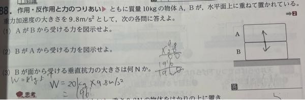 （3）の問題についてです。答えが196と出たんですが、解答には2.0×10^2Nになってました。196じゃダメですか？
