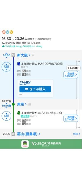 新幹線についての質問です。 右に記載してある11,000は乗車券でしょうか？ のぞみとやまびこで1つの乗車券を利用する方法を新幹線初心者でも分かりやすいように教えて頂きたいです、 よろしくお願いします。