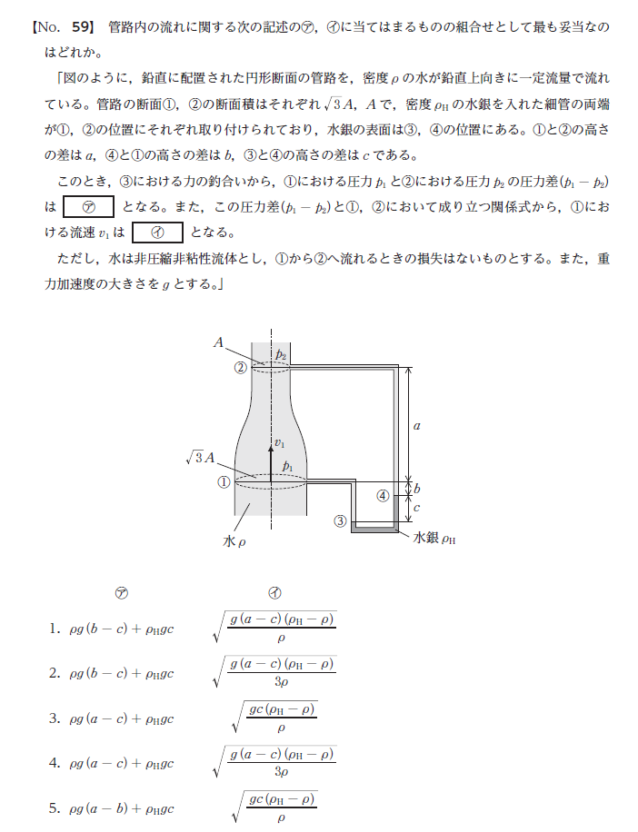 流体力学の問題です。以下の問題の解法を教えて頂きたいです