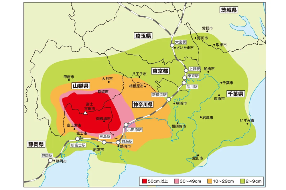 なぜ富士山が噴火した時のハザードマップを見ると、火山灰の被害が千葉県の方に大きく広がっているのですか？