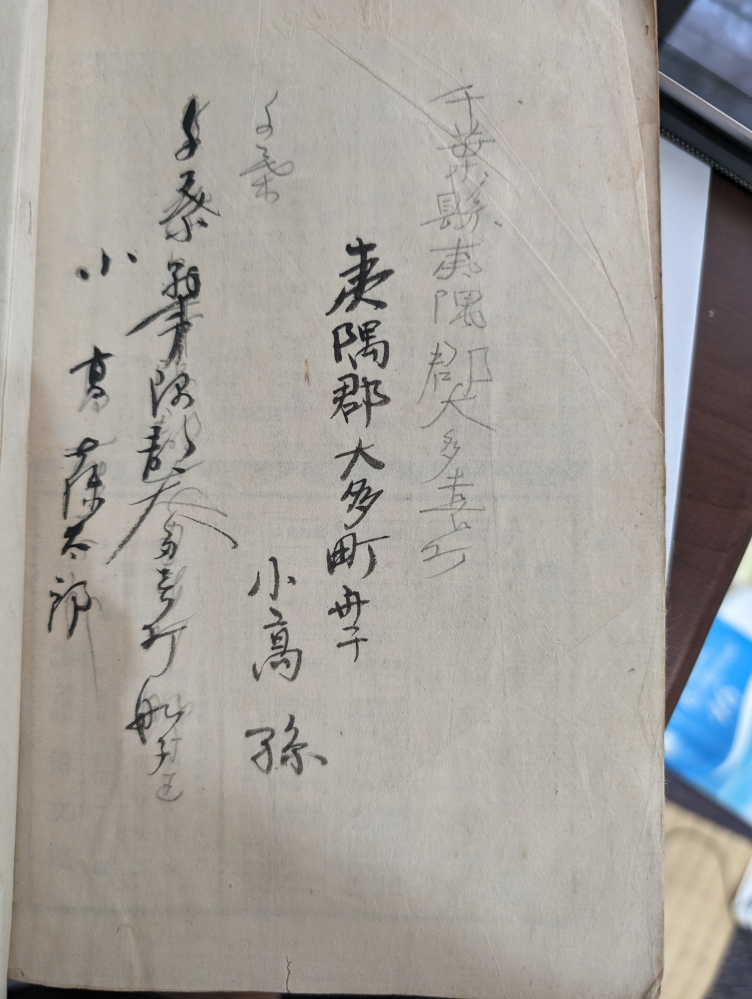 歴史、漢字に詳しい方に質問です。 実家で見つけた本に漢字での記載がありましたが自分には読むことができませんでした。どなたか解読お願いします。
