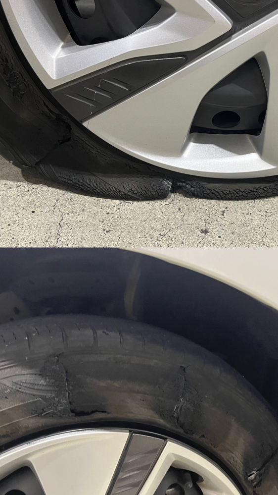 車のタイヤがパンクしてしまいました。イタズラか経年劣化でなったの