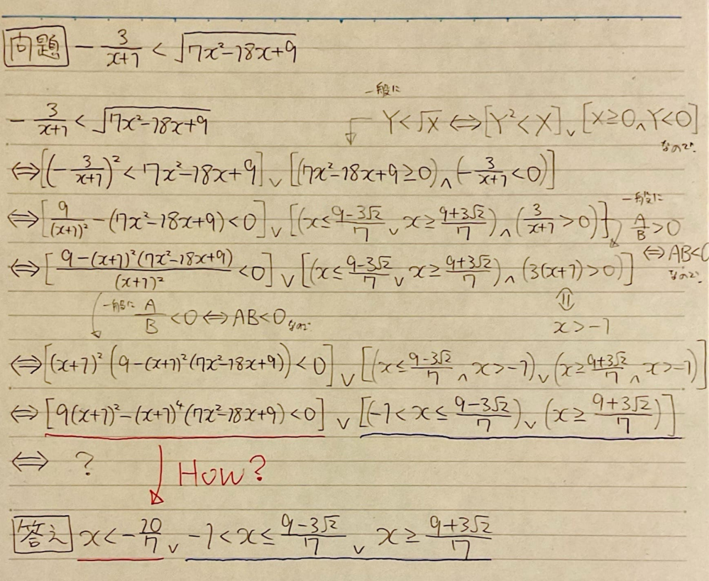 数学の真髄次のxの不等式の解き方を教えてください。−3/(x+1