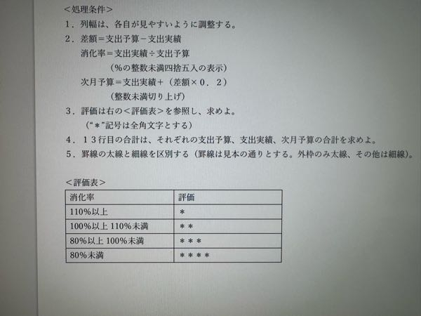 エクセルでこの評価表の条件をIF関数で表す時どのように書けばよろしいでしょうか？ 対象のセルをF3だとしてお願いします。