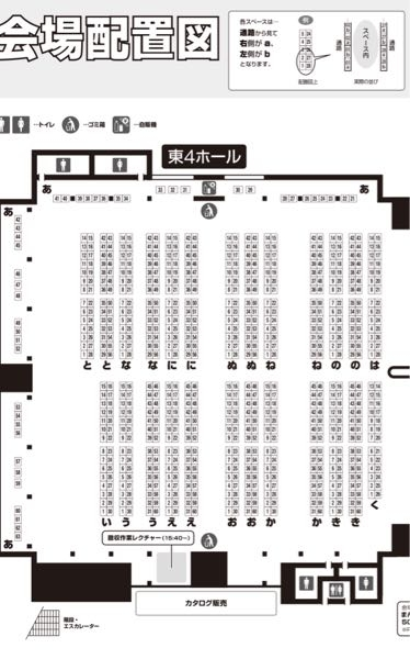 欲しいイラストがありコミティア150に一般参加します。初めてで配置図を見てもどこにあるのか分かりません。 48a東4(L1) これってどこですか？ 画質悪くてすみません