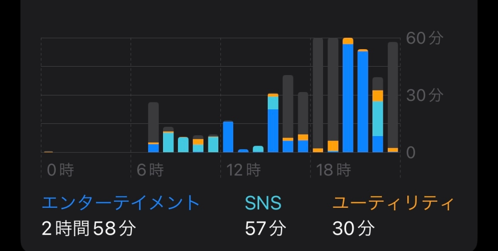 iPhoneについて スクリーンタイムのこのグレーの部分って何ですか？