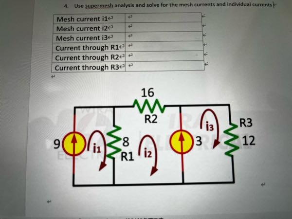 電気回路の質問です。この問題の解放を教えて頂きたいです。