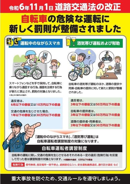 自転車の飲酒運転 警察が道路で張ってて、走行が不安定な自転車を停めてアルコールチェックさせて検挙