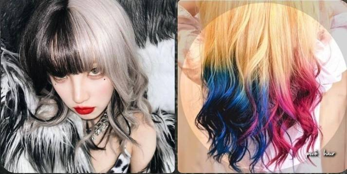 髪の脱色(ブリーチ)、ヘアカラーなどに詳しい方、ご回答よろしくお願いします。 先月右の画像とほぼ同じ色にブリーチ、ヘアカラーをしました。今は青だけが薄く残っているような状態です。髪質は毛量多め、縮毛矯正、髪質改善経験なし、ストレート、太め、割と強いです。 次にしたいと思っている髪色が左の画像なのですが、美容院初心者であまりよく分からないので教えて欲しいです。 ①何回か通う必要はありますか？ ②今の髪色からこの髪色はできるのでしょうか？ ③お値段はどれくらいになると思いますか？