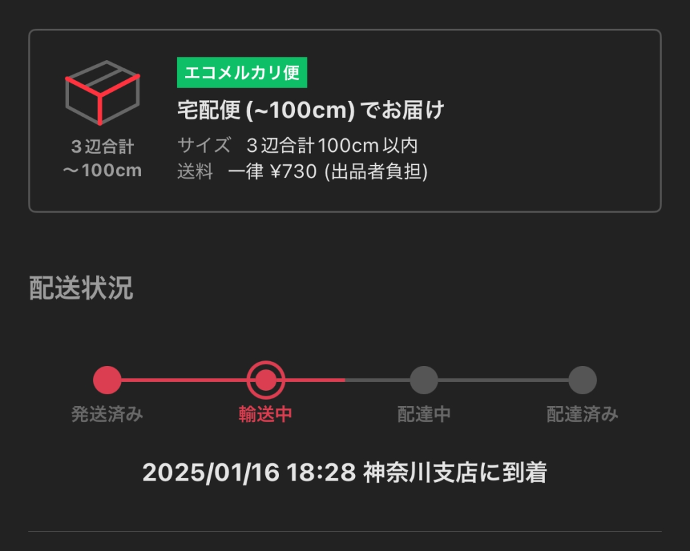 メルカリのエコメルカリ便について質問です。東京から大阪なのですが