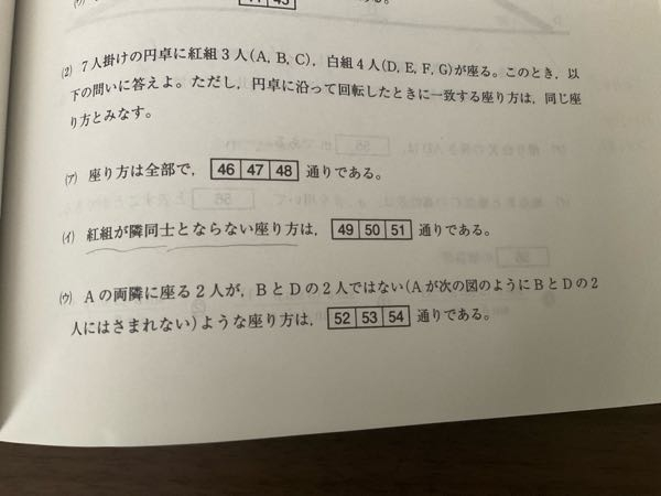 至急です！！この問題のイ、ウの解き方を教えていただきたいです！