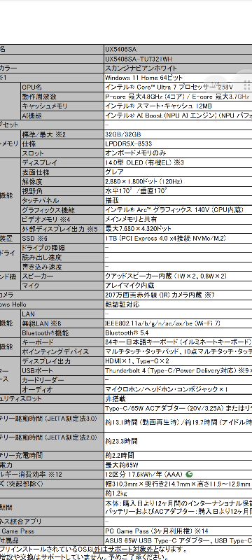 大学用のノートパソコンとしてasusのzennbook s 14を購入予定なのですが、必要スペックの欄に「WiFi6E対応」というのと、 「WPA2 Enterprise（IEEE 802.1X認証）対応」というのがありました。 ZenBooks14のスペック表には似たようなことは書いてありましたが、全く同じ文面が無いので不安です。このパソコンのスペックで大丈夫でしょうか? 画像はZenbooks14のスペック表です