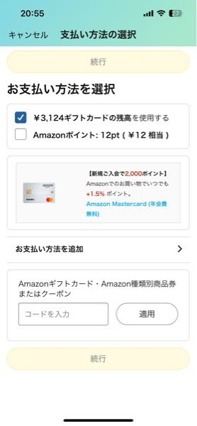 amazonカードで支払いが続行できないんですがどうしたらいいですか