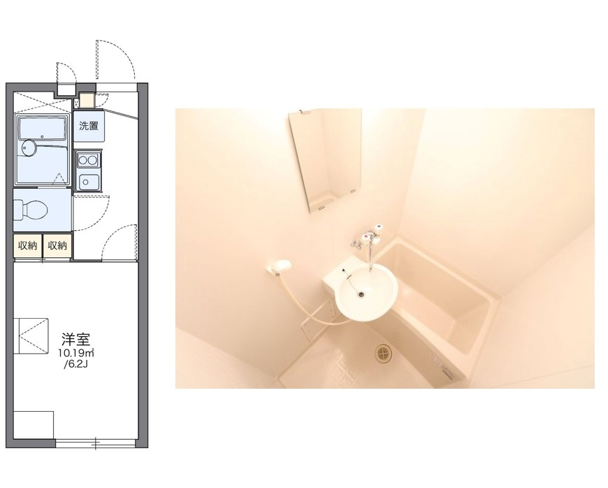 4月から単身赴任をする事になり、会社が用意した図の様な間取りの部屋に住む事になりました。学生や一人暮らしの方が住んでおられる、よくありがちなワンルームの賃貸マンションだと思います。 そこで質問なのですが、起床した際の朝のハミガキや洗顔ってどこでされてるのでしょうか？ 風呂場に洗面台と鏡はありますが、前夜に風呂を利用すると床がビチョビチョですよね？ビジネスホテルの様な使い方をするのかなと思ってましたが、シャワーの位置が浴槽側に無く、おまけにシャワーカーテン用のポールもありません。 やはりキッチンでする感じでしょうか？新生活ワクワクしてます。