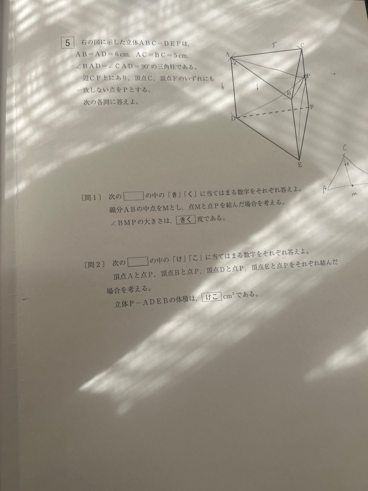 数学の過去問の問2について聞きたいんですが立体pとADEBはどれのことですか？