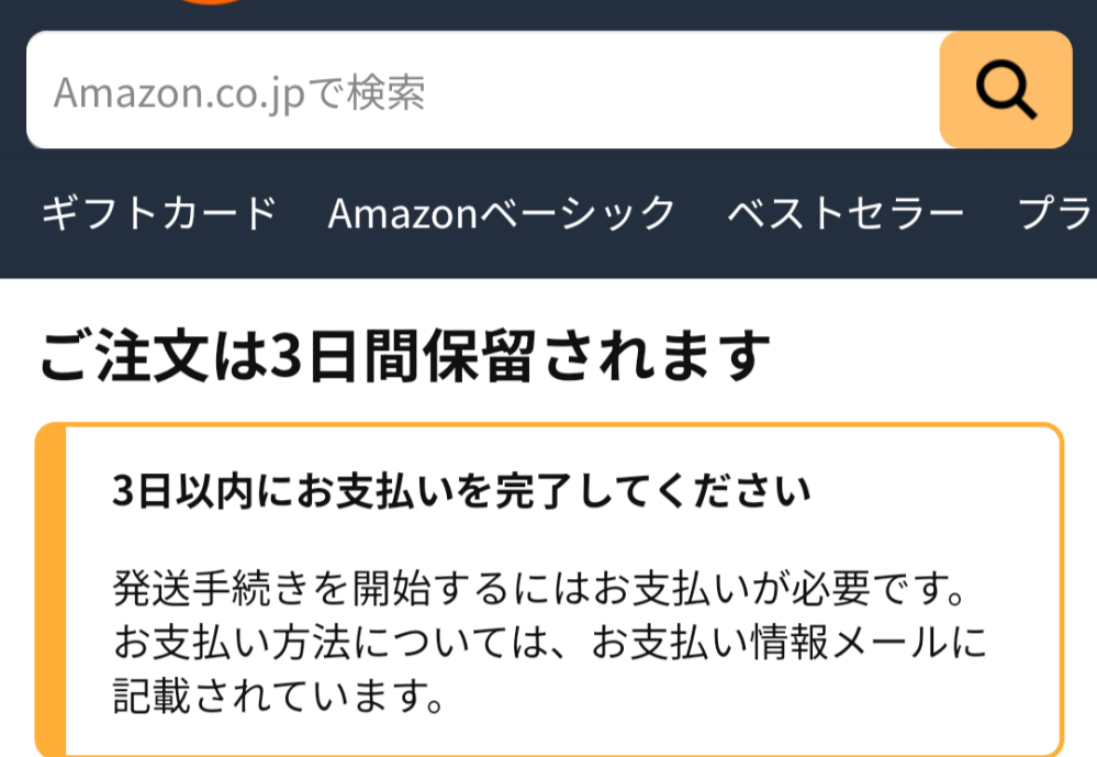 Amazonについてです。これって、支払っても、注文してから3日間経つまでは発送されないんですか？