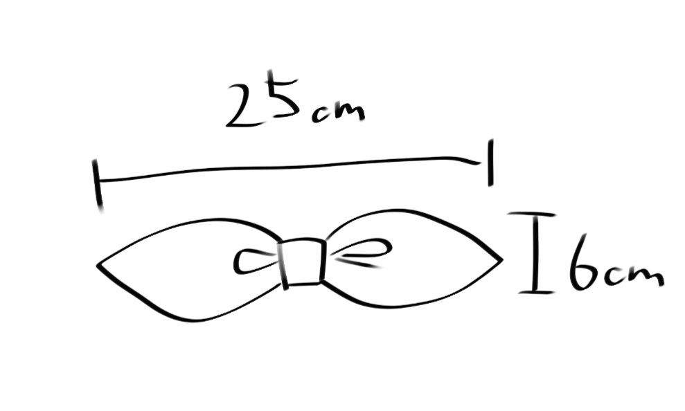 コスプレに使用するリボンを作りたいです。 画像のようなリボンを作りたいですが、初心者すぎて型紙が全くわかりません。 また、縫い方なども教えてくださると大変助かります！ 縦6cm横25cmほどのものです。 手芸に詳しい方教えてください！