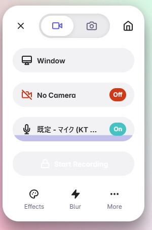 録画ツールのLoomを拡張機能でインストールしたのですが、 肝心の「Start Recording」が押せない状態になっています。 やるべき設定はあるのでしょうか？