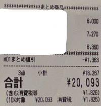 友人とまとめ買いをした商品のレシートについて質問です。先日