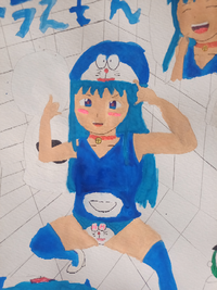 このイラストは私が描いたんですけどこのキャラを見てドラえもんと認 