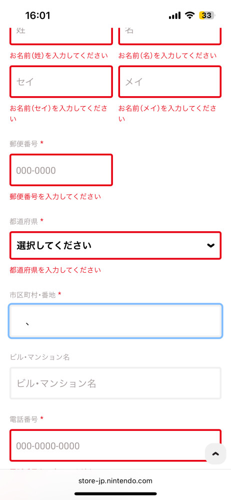親に承諾の上でマイニンテンドーストアでクレジットカードの登録を行い