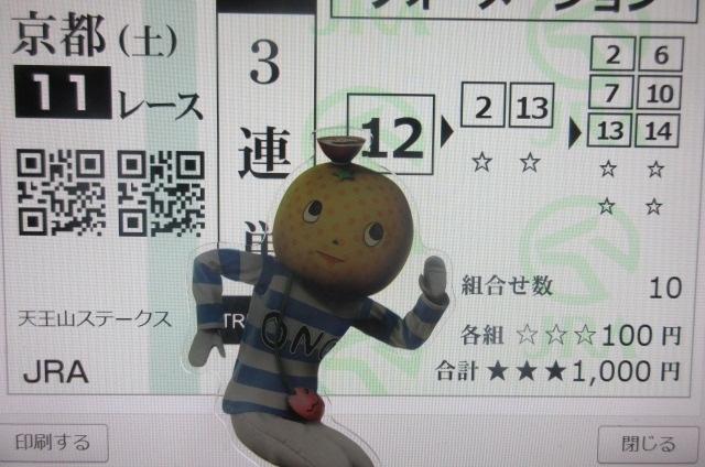 天王山Sの三連単はこれでいいミチー？