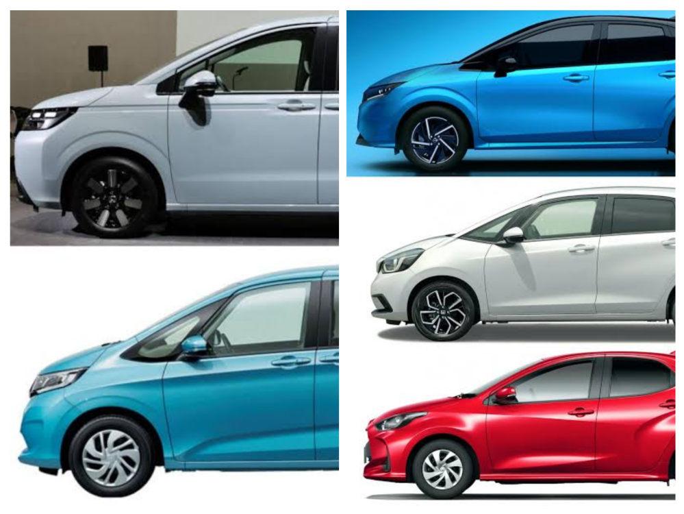 車はボンネットが長い方が良いですよね？ 左は新旧フリード、右は上からノートフィットヤリスです。