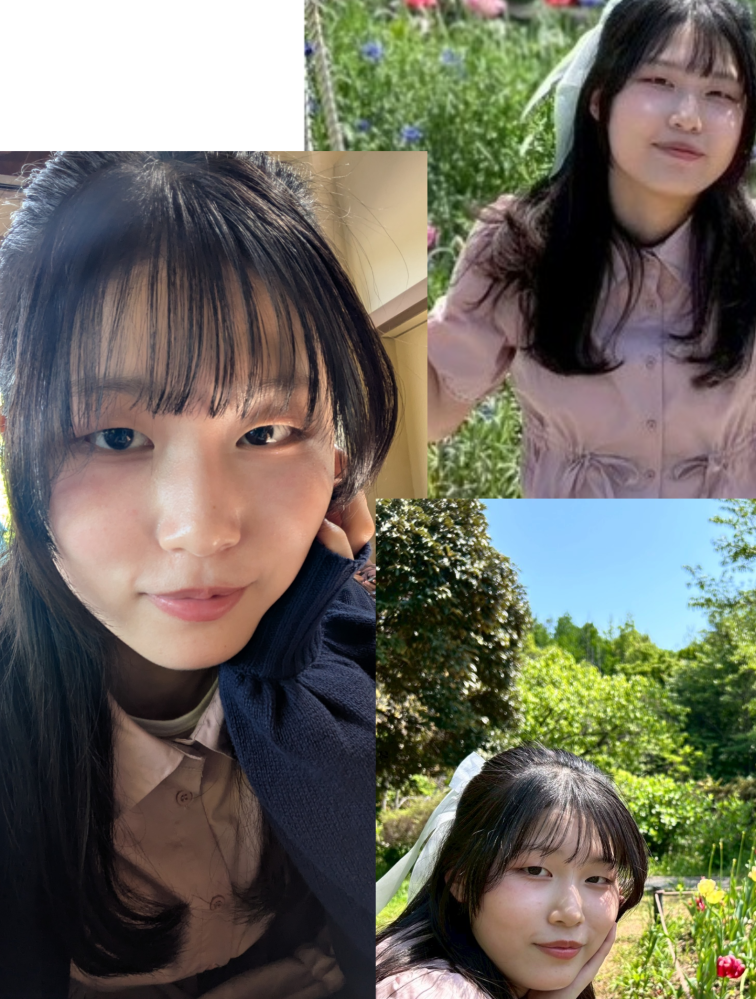 垢抜けのアドバイスが欲しいです メイクや髪を頑張ってやった直近のノーマル写真です。 近くでとるといい感じなんですが、遠くでとると盛れてない言わゆるギャザー顔というものなのか遠くから撮ると顔の下の方の輪郭がとっても太って見えます。それと目が小さいです。この対処法を教えて欲しいです。 これ以外でも直した方がいいところ、似てる人などがいたら教えてください！！可愛い系の顔になりたいですඉ ̫ ඉ