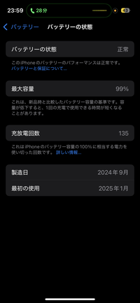 スマートフォン 64GB バッテリー最大容量99% iphoneのバッテリー最大容量が半年で99%になりました。これ
