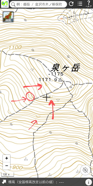超大至急‼️地図のこのマークは何ですか？ 画像のように、等高線からポコっと出るような感じの線の中にチョイチョイっと点？短い線？が書かれています。これは何を表しているのですか？ 地図記号の一種なんでしょうか… 有識者の方どうか教えてください！！！お願いします！！！