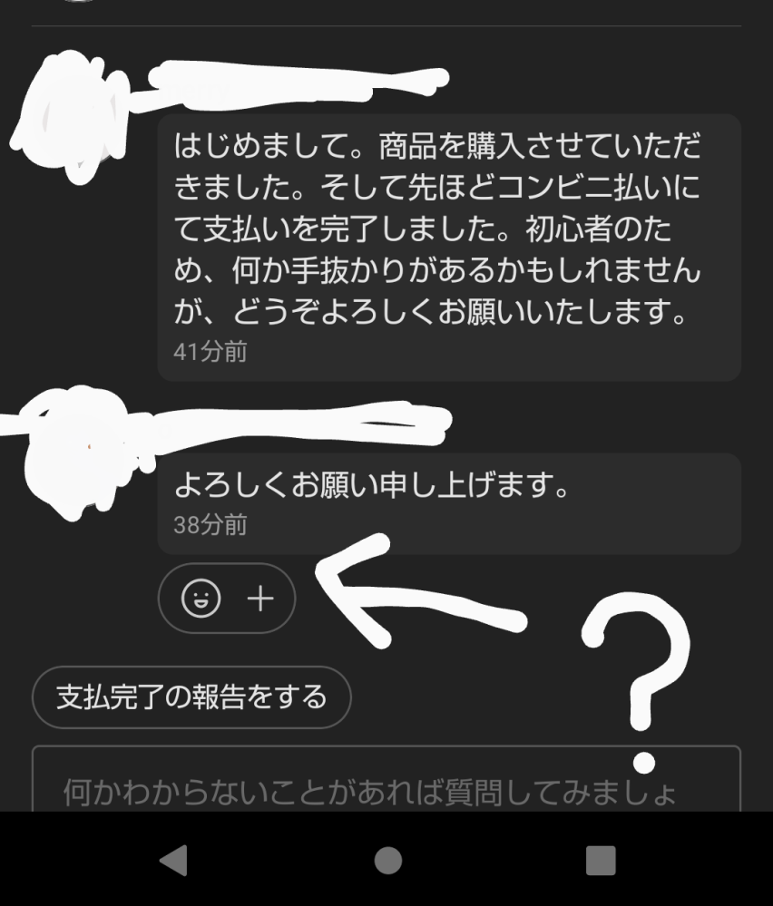 初めてメルカリで購入しました。そして“支払い完了の報告をする”の
