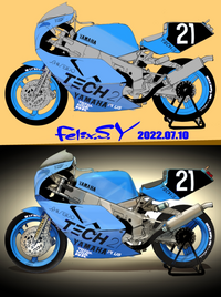 百合の絵 〇この絵に描かれているのはヤマハのYZF750TECH21カラー