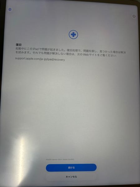 大至急お願いします！ipadを起動したら突然この画面になってま 