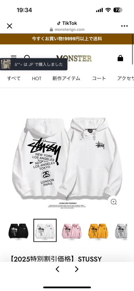 STUSSYを安く沢山買いたいので古着などを探している際に、TikTokで 