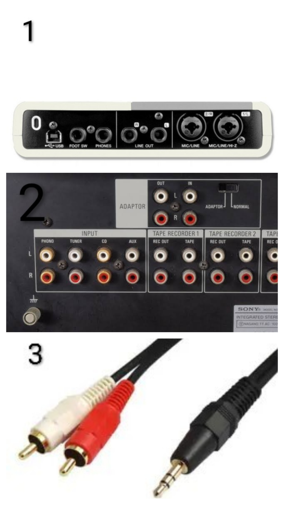 【オーディオインターフェースとステレオプリメインアンプの接続に関して何らかの問題があるためCubase上でRの音が聞こえない件について】 父はCubase→オーディオインターフェース→ステレオプリメインアンプ→スピーカーの順で音を出してDTMをしていますが、右側の音が全く出ません。マスタートラックが通常通りCの状態では音は出ますが、パンを右に100%に振ると音が消えます。例えばギターを左100%に振っている時にこの現象になるのならわかりますが、普通にステレオのドラムトラックがあるのにこうなるのでそういう問題でないことがわかります。スピーカーは当然2個ありますが、左右とも音は出ています。つまり、DAW上で右の音が出ていない状態です。 ちなみに、ヘッドホンに「3.5mm→6.35mm変換プラグ」をくっつけて「Phone」と書かれた穴に挿してオーディオインターフェースにつなぐと問題なくヘッドホンで左右聞こえます。但し、ヘッドホンでの作業は諸事情により不可と本人が言っているので不可になります。 より細かく説明すると、オーディオインターフェースはCI2＋（画像1）、ステレオプリメインアンプはta-f333esx（画像2）というものであり、2つの接続は、アンプのAUXという穴（白赤の2つ）のとこにRCAケーブルを2本挿し、オーディオインターフェースには同じケーブルの端子に「3.5mm→6.35mm変換プラグ」をくっつけて「Phone」のところに挿しています。ケーブルはまさに画像3のようなものです。 そもそもオーディオインターフェースのPhoneの穴はヘッドホンにしか対応してないのでしょうか？だとするとラインアウトに挿すしかないですが、ラインアウトはLR2つの穴があります。ということは、この2つの穴にケーブルを挿せばOKな気がしますが、そういうケーブルは存在するのでしょうか？ ケーブルを変えればなんとかなりそうなので、これに対応するケーブルをご存知の方、もしくは別の対処法をご存知の方はご教授おねがいします。 https://dtm-hakase.com/audiointerface/1391/ https://audio-heritage.jp/SONY-ESPRIT/amp/ta-f333esx.html