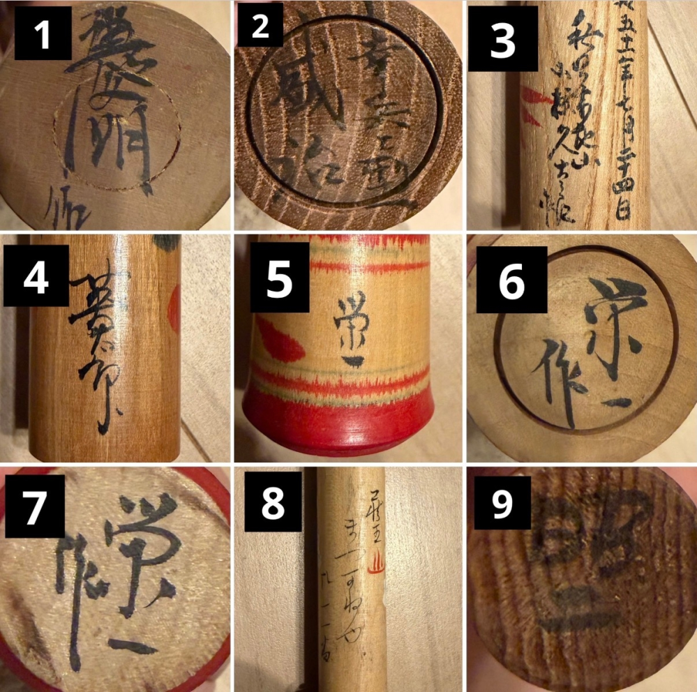 こけし工人のサインについて教えて下さい。画像のこけしサインが読めず