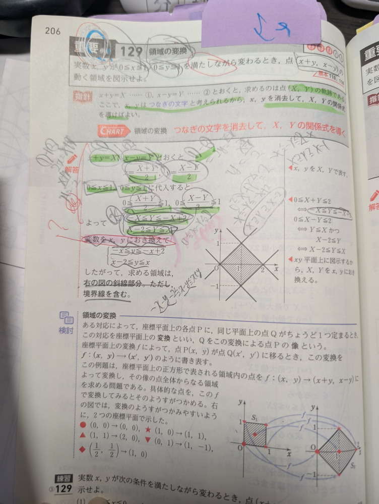 問題に関する書き込み(答え、解き方)などはありませんが印などがつけてあります。 30番についてです。答えは合ってたんですけど、解き方が無理やりに