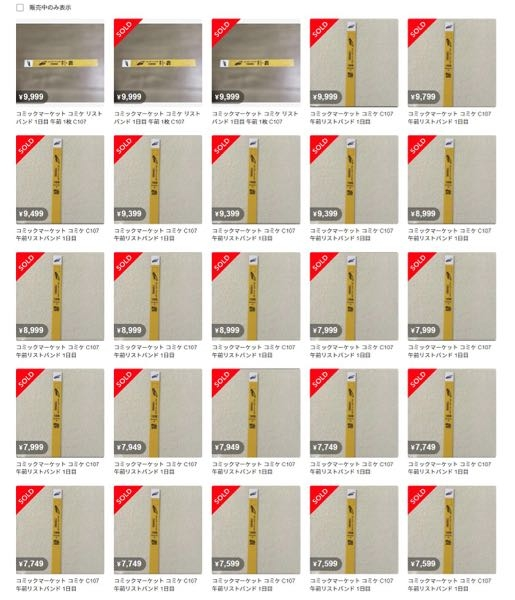 コミケのリストバンドが売り切れてて買えません。メルカリで9000 