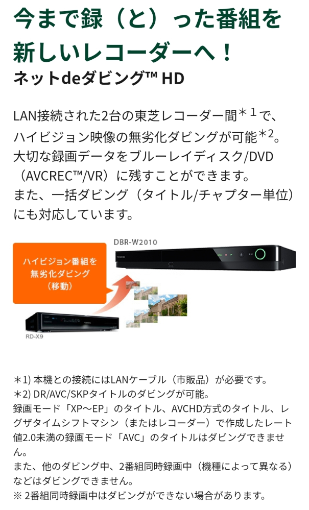 REGZAブルーレイレコーダーDBR-W2010の購入を検討中です