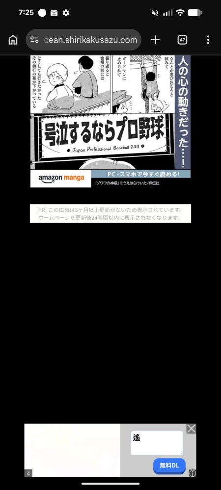 とあるサイトを開こうと思ったら画像のように広告が大きく表示され
