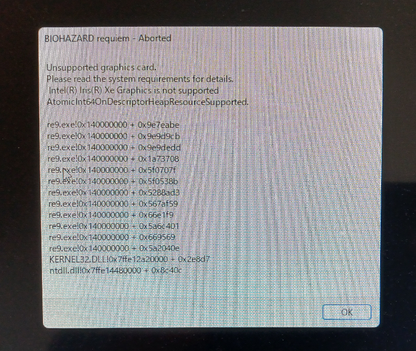 Steamでバイオハザードレクイエムをダウンロードして、プレイしようとしたらこんな画面が出てきてプレイ出来ないのですが、どうすればプレイ出来ますか？